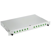 Patch panel, 19-inch, 1U, empty, gray, Fibrain