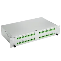 Patch panel, 2U, empty, 19-inch, gray, Fibrain
