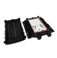 Fiber optic enclosure BPEO S1, 1x express cable, 2x branch cable, 12x splice cassette, Corning