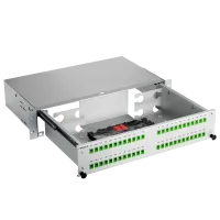 Patch panel, 2U, empty, 19-inch, gray, Fibrain