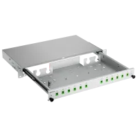 Patch panel, 19-inch, 1U, empty, gray, Fibrain