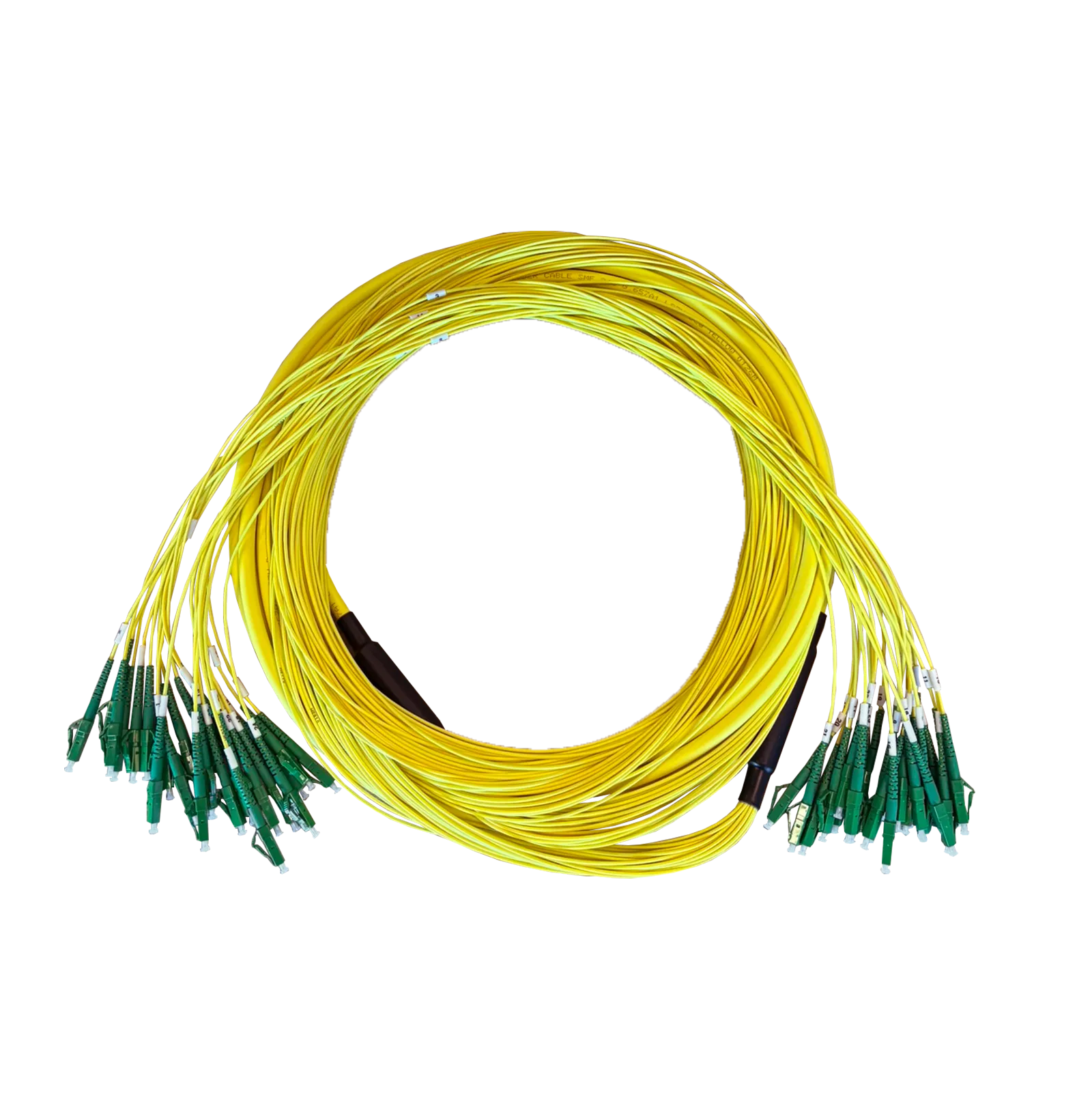Breakout cable, 48-way, SM, G657A1, LC/APC (fanout length 1.6m)-LC/APC (fanout length 1.6m), CPR Dca, yellow, 22.5m