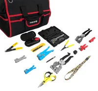 Tool bag complete, FTTH, fiber optic installer